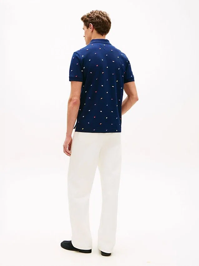 Regular Fit Allover Flag Pique Polo Regular Fit Allover Flag Pique Polo