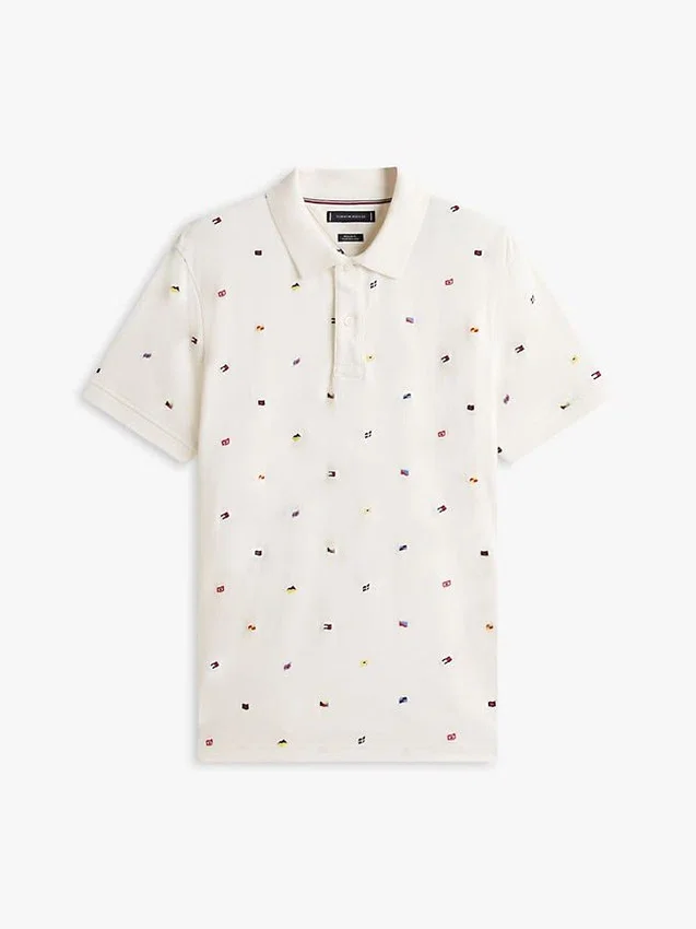Regular Fit Allover Flag Pique Polo Regular Fit Allover Flag Pique Polo