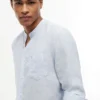 Regular Fit Band Collar Linen Shirt Regular Fit Band Collar Linen Shirt