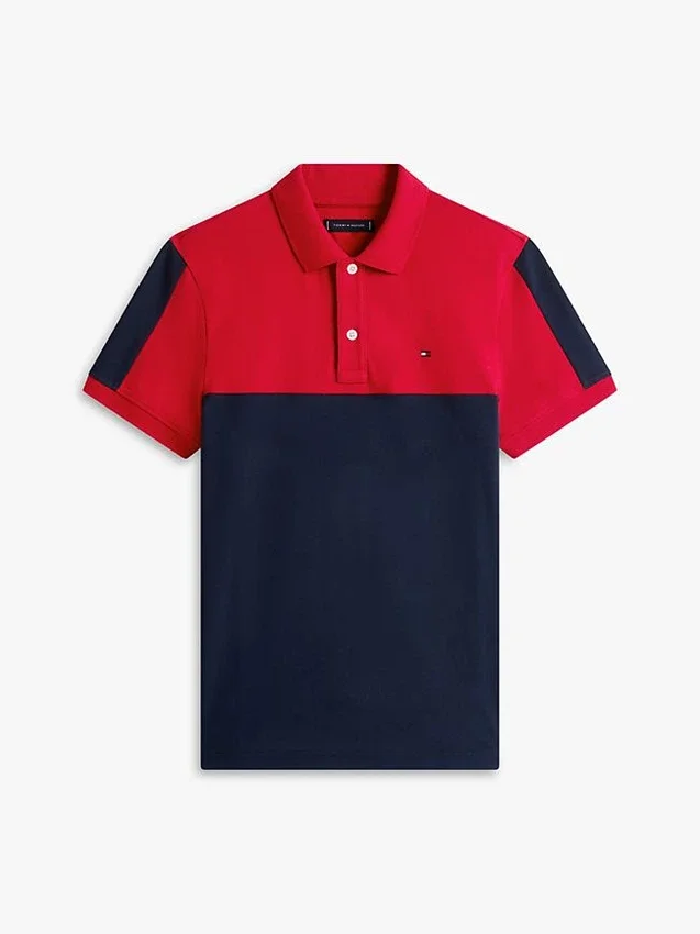 Regular Fit Colorblock Stripe Pique Polo Regular Fit Colorblock Stripe Pique Polo
