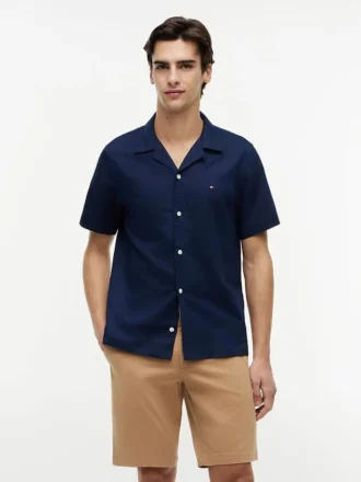 Regular Fit Cotton-Linen Camp Shirt