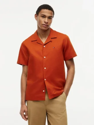 Regular Fit Cotton-Linen Camp Shirt