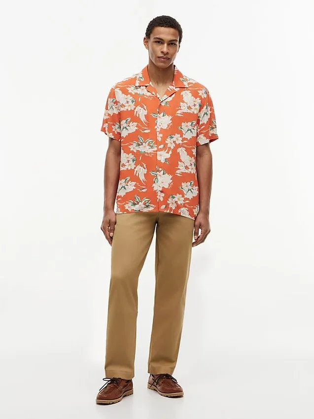 Regular Fit Floral Linen-Blend Camp Shirt Regular Fit Floral Linen-Blend Camp Shirt