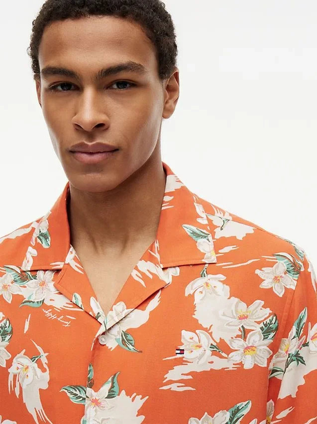 Regular Fit Floral Linen-Blend Camp Shirt Regular Fit Floral Linen-Blend Camp Shirt