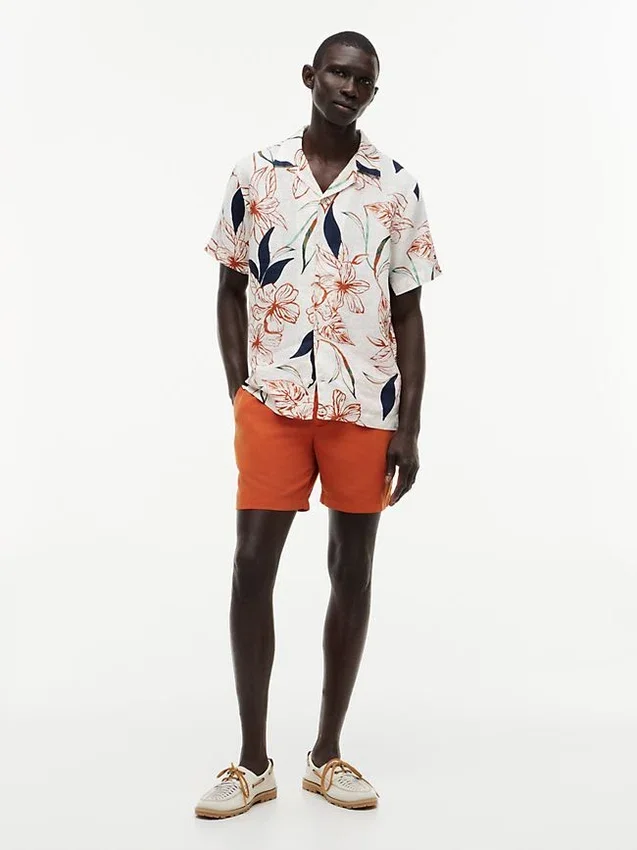 Regular Fit Floral Linen Camp Shirt Regular Fit Floral Linen Camp Shirt