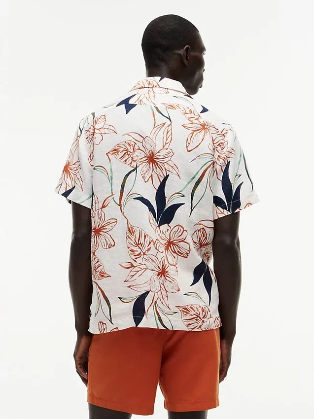 Regular Fit Floral Linen Camp Shirt Regular Fit Floral Linen Camp Shirt