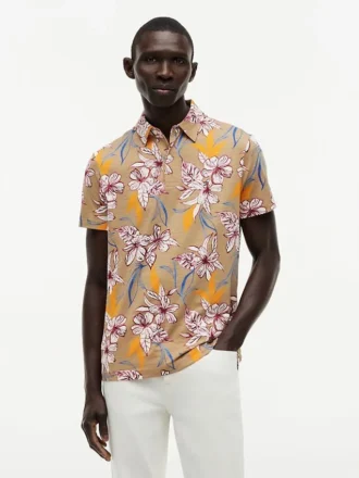 Regular Fit Floral Print Jersey Polo
