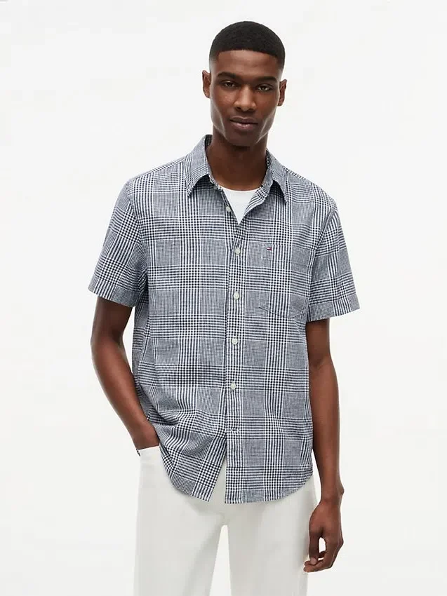 Regular Fit Glen Plaid Linen-Blend Shirt Regular Fit Glen Plaid Linen-Blend Shirt