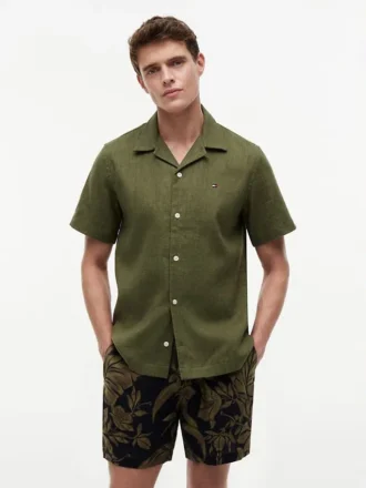 Regular Fit Linen-Blend Camp Shirt