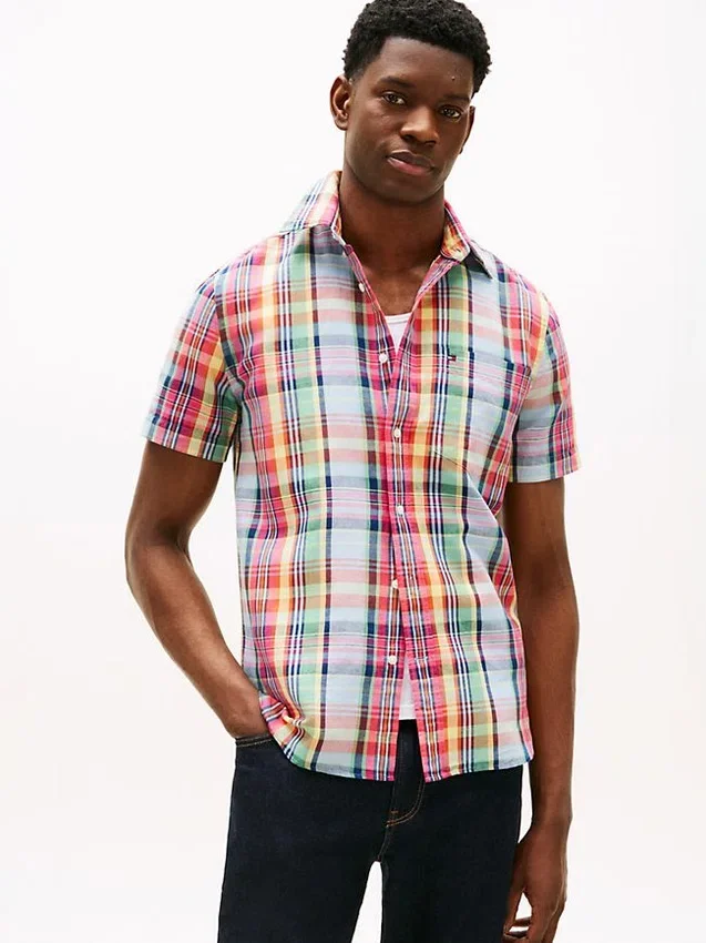 Regular Fit Linen-Blend Madras Shirt Regular Fit Linen-Blend Madras Shirt