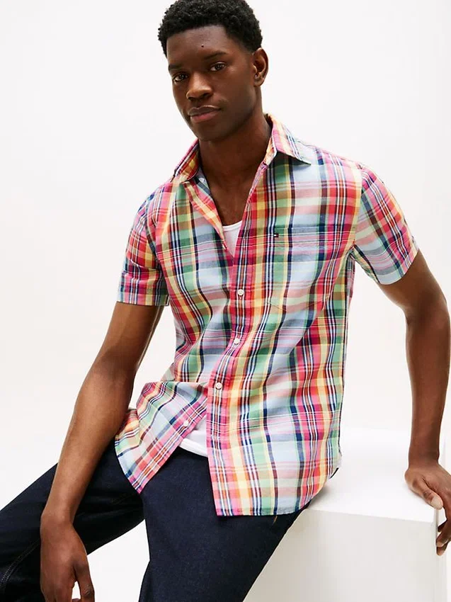 Regular Fit Linen-Blend Madras Shirt Regular Fit Linen-Blend Madras Shirt