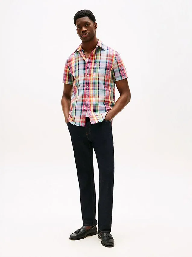 Regular Fit Linen-Blend Madras Shirt Regular Fit Linen-Blend Madras Shirt