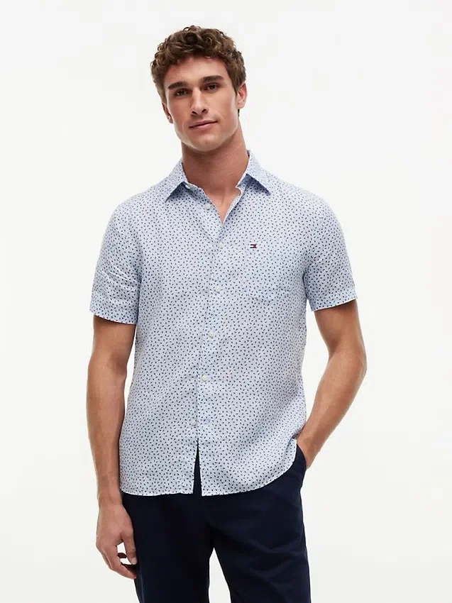 Regular Fit Linen Sailing Print Shirt Regular Fit Linen Sailing Print Shirt