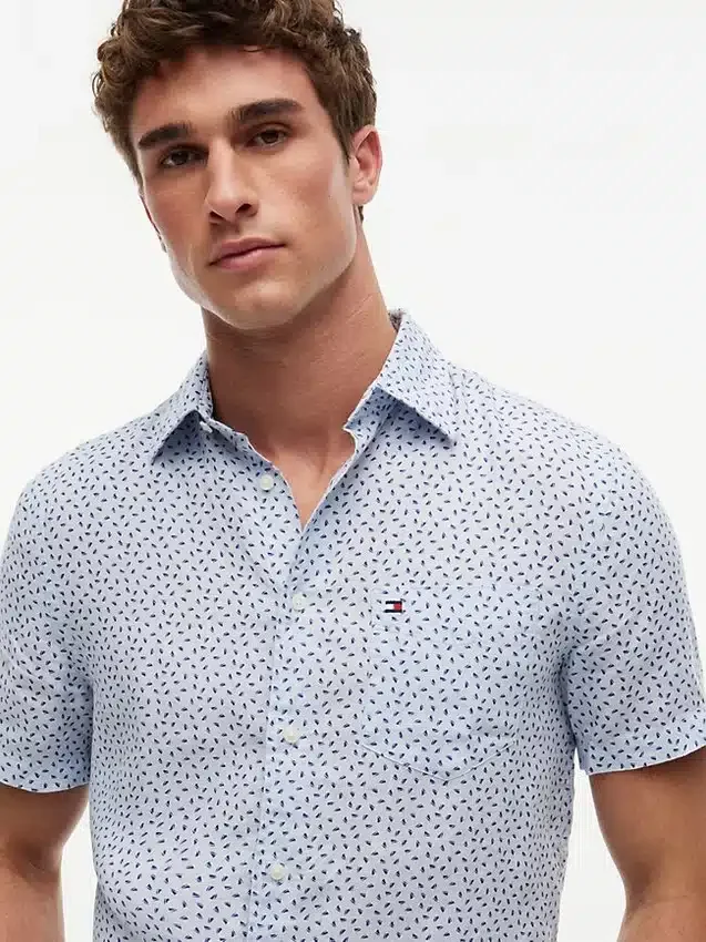 Regular Fit Linen Sailing Print Shirt Regular Fit Linen Sailing Print Shirt