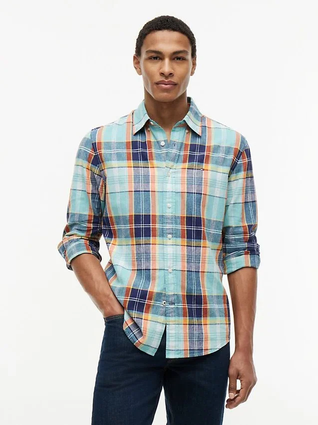 Regular Fit Madras Linen-Blend Shirt Regular Fit Madras Linen-Blend Shirt