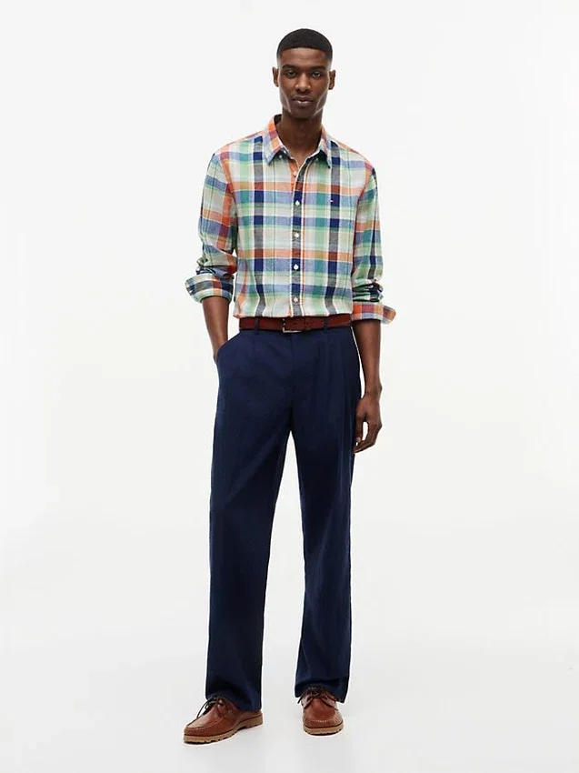 Regular Fit Madras Linen-Blend Shirt Regular Fit Madras Linen-Blend Shirt