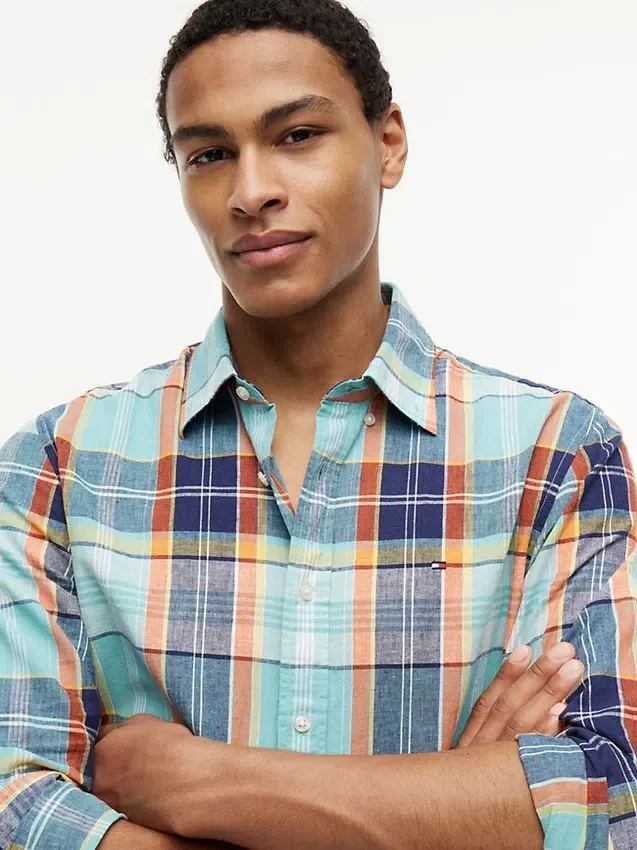 Regular Fit Madras Linen-Blend Shirt Regular Fit Madras Linen-Blend Shirt