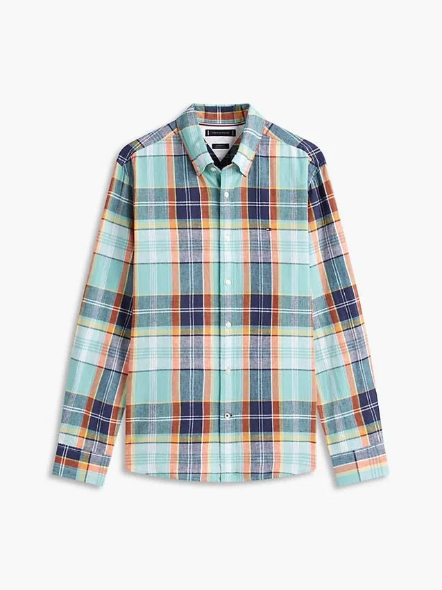 Regular Fit Madras Linen-Blend Shirt Regular Fit Madras Linen-Blend Shirt