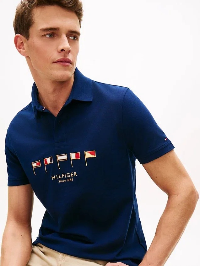Regular Fit Nautical Flag Pique Polo Regular Fit Nautical Flag Pique Polo