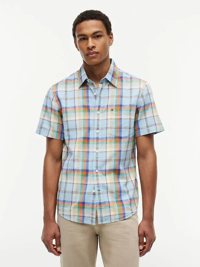 Regular Fit Plaid Linen-Blend Shirt Regular Fit Plaid Linen-Blend Shirt