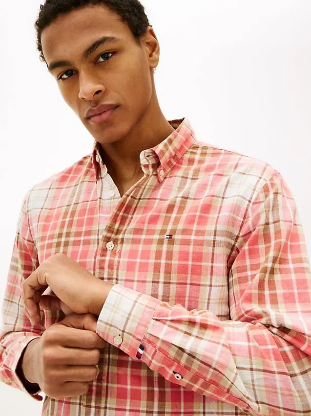 Regular Fit Plaid Linen-Blend Shirt Regular Fit Plaid Linen-Blend Shirt