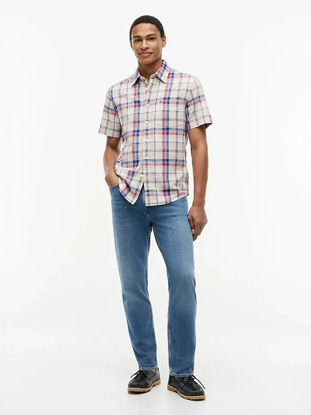 Regular Fit Plaid Linen-Blend Shirt Regular Fit Plaid Linen-Blend Shirt