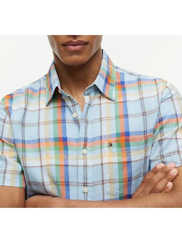 Regular Fit Plaid Linen-Blend Shirt Regular Fit Plaid Linen-Blend Shirt