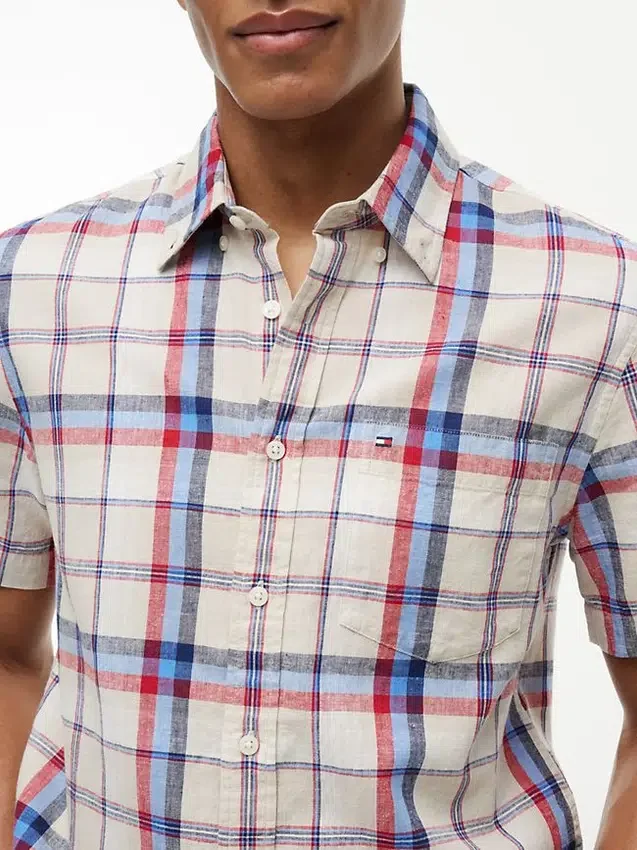Regular Fit Plaid Linen-Blend Shirt Regular Fit Plaid Linen-Blend Shirt