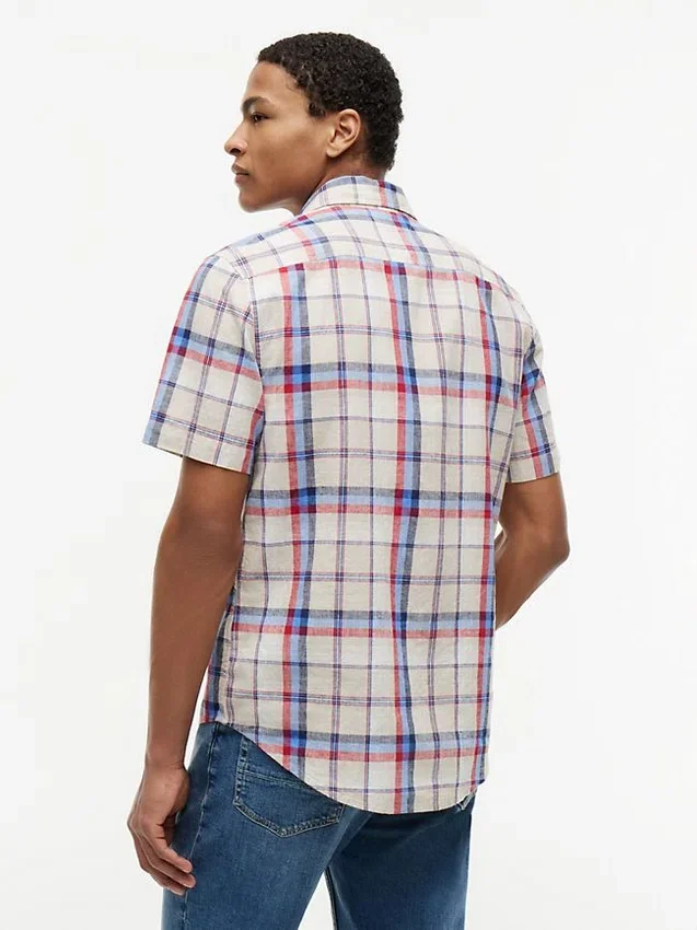 Regular Fit Plaid Linen-Blend Shirt Regular Fit Plaid Linen-Blend Shirt