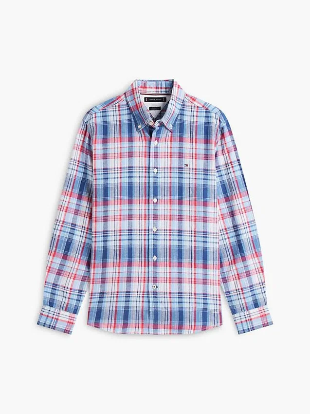 Regular Fit Plaid Linen-Blend Shirt Regular Fit Plaid Linen-Blend Shirt