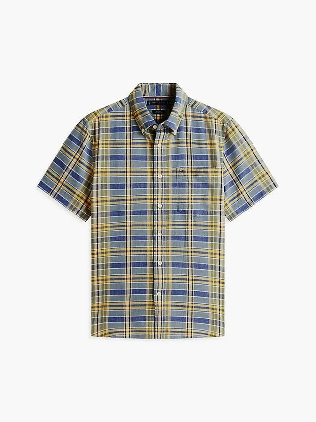 Regular Fit Plaid Linen-Blend Shirt Regular Fit Plaid Linen-Blend Shirt