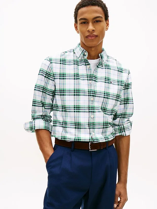 Regular Fit Plaid Stretch Oxford Shirt Regular Fit Plaid Stretch Oxford Shirt