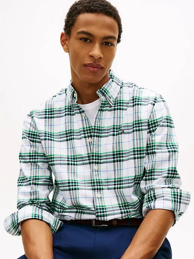 Regular Fit Plaid Stretch Oxford Shirt Regular Fit Plaid Stretch Oxford Shirt