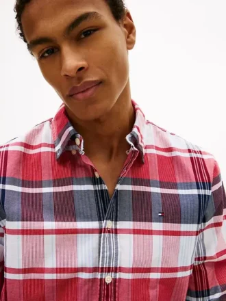 Regular Fit Plaid Stretch Oxford Shirt