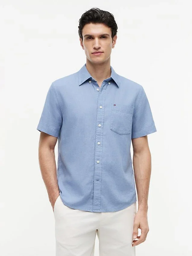 Regular Fit Short-Sleeve Linen-Blend Shirt Regular Fit Short-Sleeve Linen-Blend Shirt