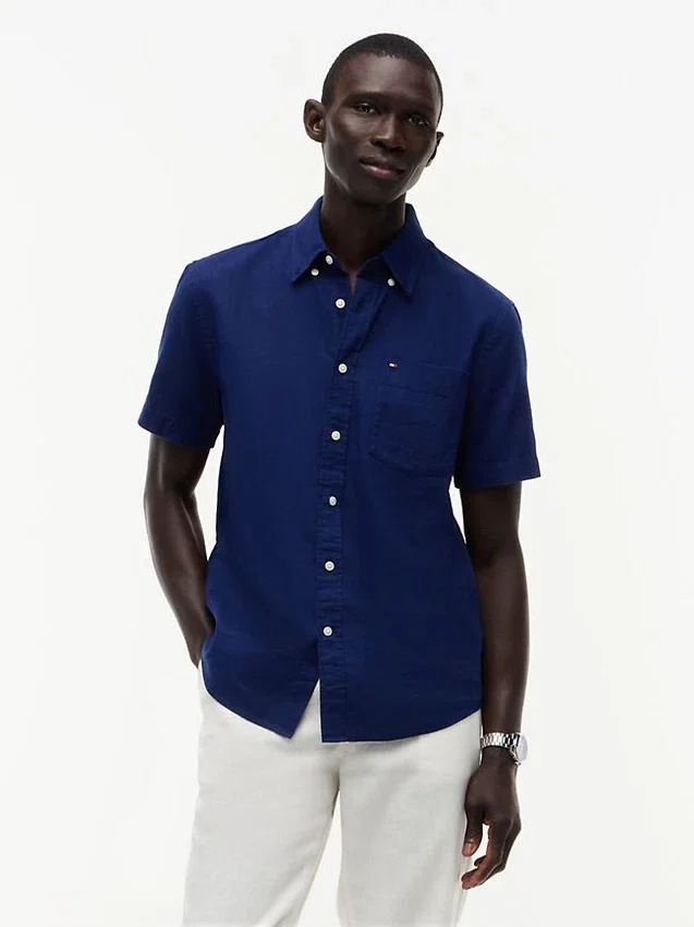 Regular Fit Short-Sleeve Linen-Blend Shirt Regular Fit Short-Sleeve Linen-Blend Shirt