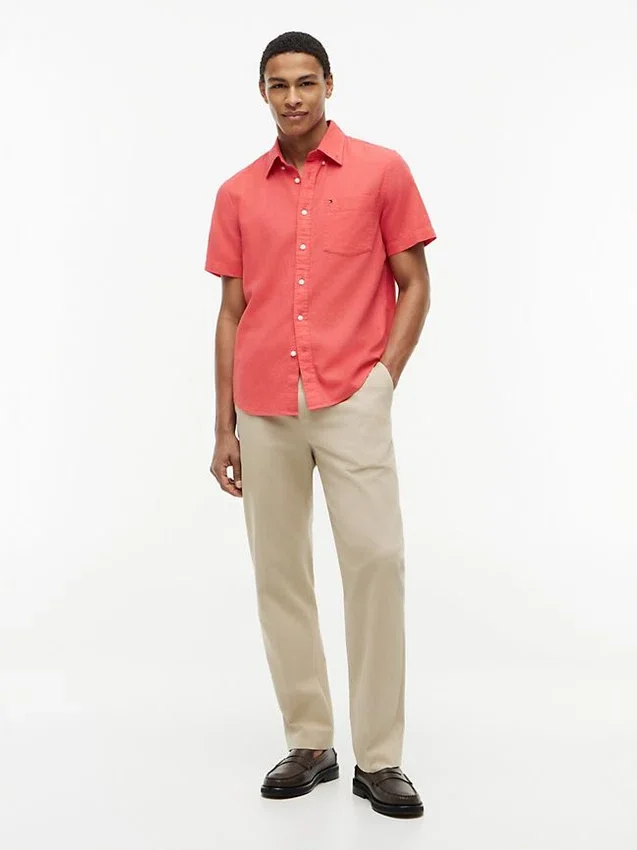 Regular Fit Short-Sleeve Linen-Blend Shirt Regular Fit Short-Sleeve Linen-Blend Shirt