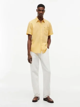 Regular Fit Short-Sleeve Linen-Blend Shirt