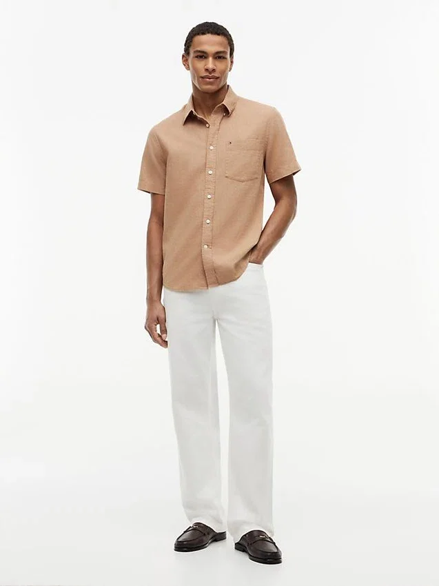 Regular Fit Short-Sleeve Linen-Blend Shirt Regular Fit Short-Sleeve Linen-Blend Shirt