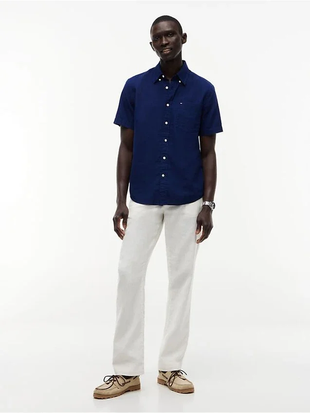 Regular Fit Short-Sleeve Linen-Blend Shirt Regular Fit Short-Sleeve Linen-Blend Shirt