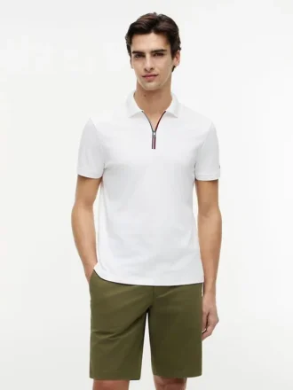 Regular Fit Smooth Cotton Zip Polo