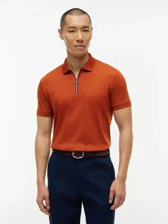 Regular Fit Smooth Cotton Zip Polo