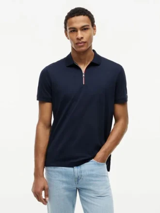 Regular Fit Smooth Cotton Zip Polo