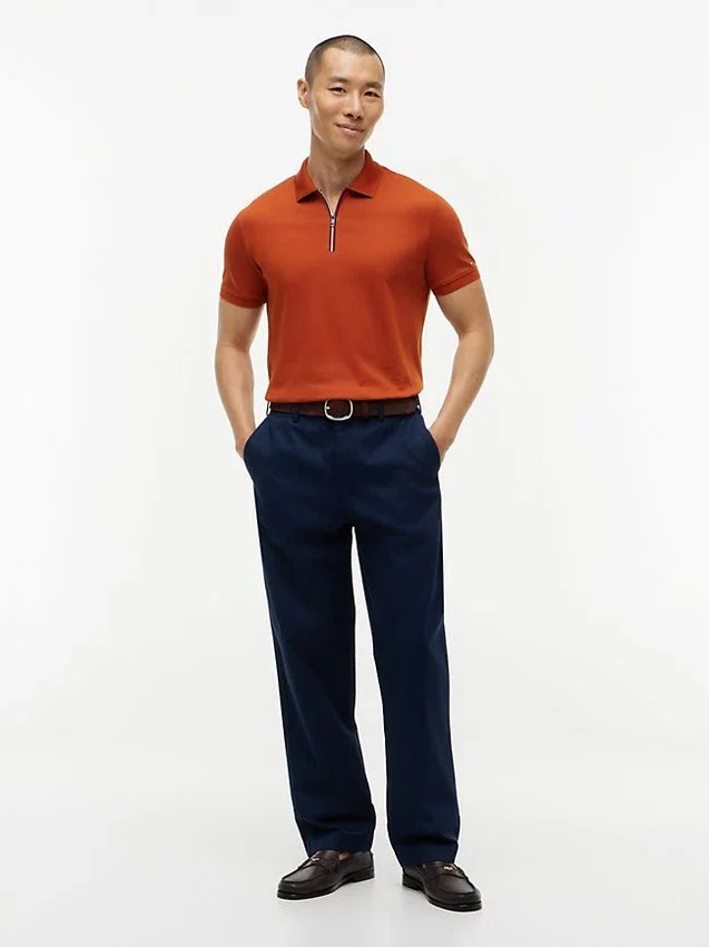 Regular Fit Smooth Cotton Zip Polo Regular Fit Smooth Cotton Zip Polo