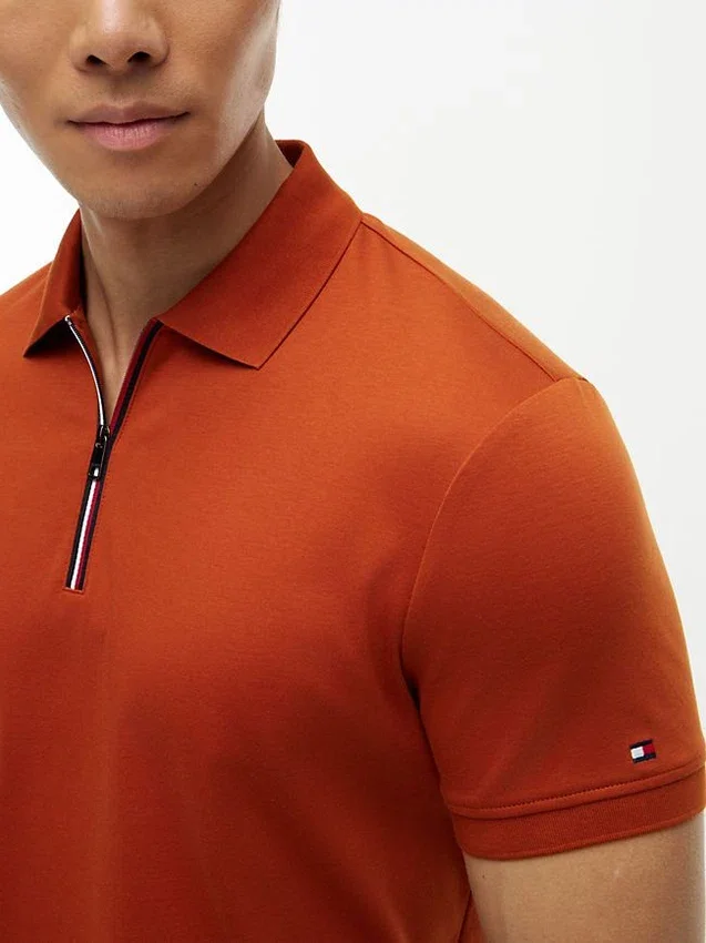 Regular Fit Smooth Cotton Zip Polo Regular Fit Smooth Cotton Zip Polo