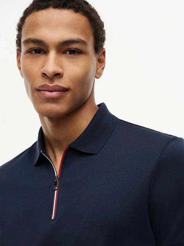 Regular Fit Smooth Cotton Zip Polo Regular Fit Smooth Cotton Zip Polo