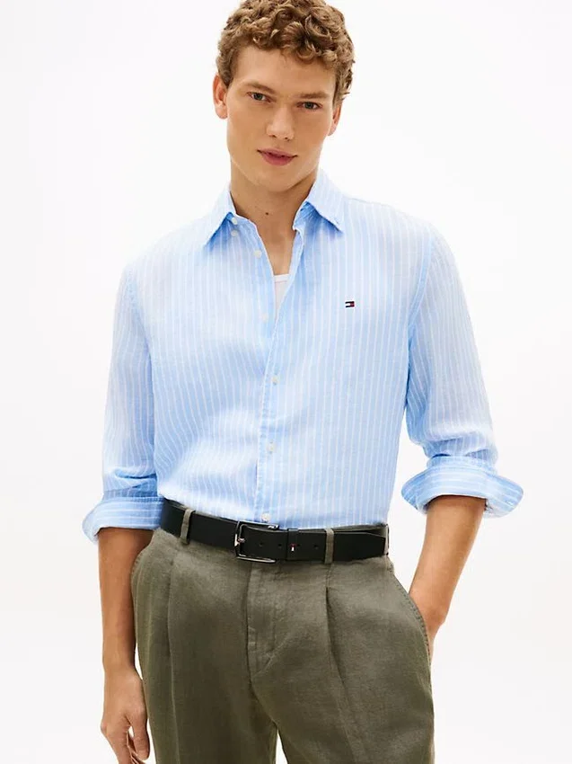 Regular Fit Stripe Linen Shirt Regular Fit Stripe Linen Shirt