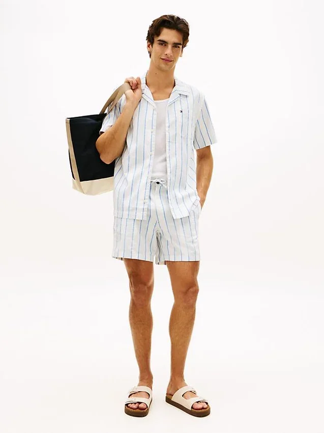 Regular Fit Striped Dobby Camp Shirt Regular Fit Striped Dobby Camp Shirt