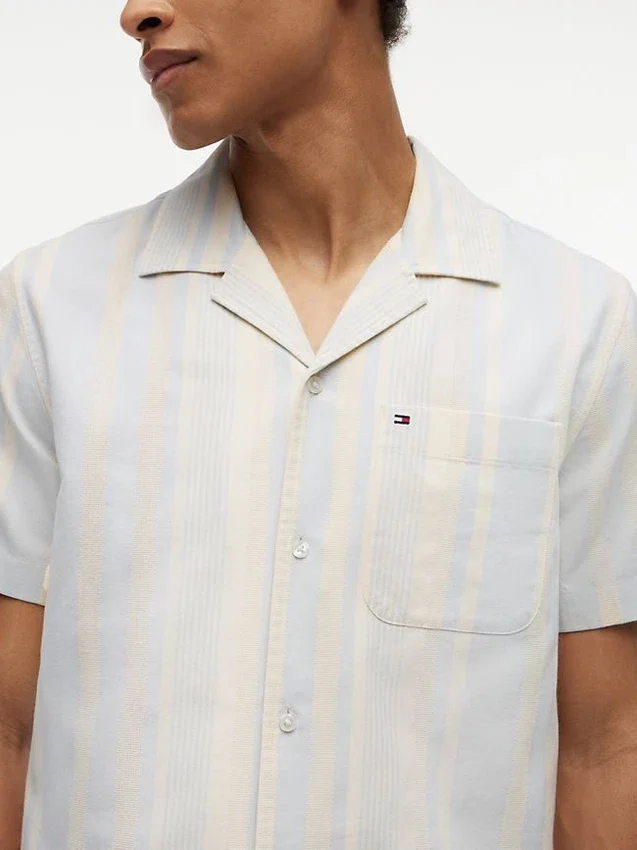 Regular Fit Striped Dobby Camp Shirt Regular Fit Striped Dobby Camp Shirt