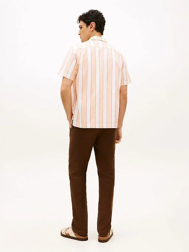 Regular Fit Striped Dobby Camp Shirt Regular Fit Striped Dobby Camp Shirt